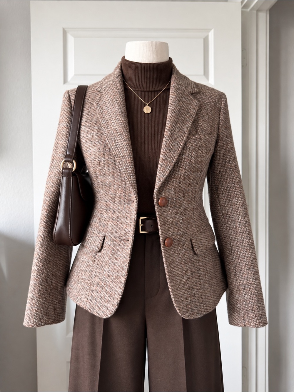Vintage 80s/90s Club Classics Brown Tweed Blazer Jacket Women’s Small Academia